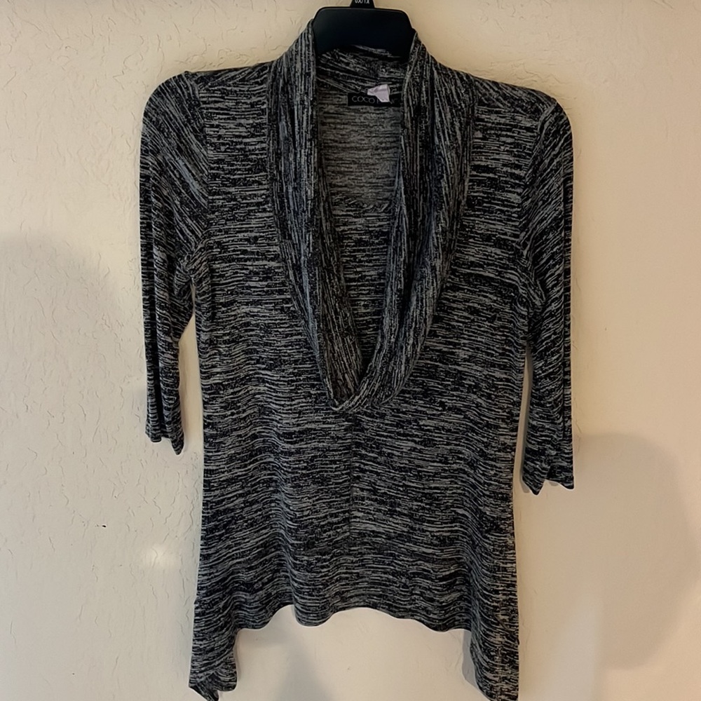 Super soft and comfy heathered three-quarter sleeve layered blouse